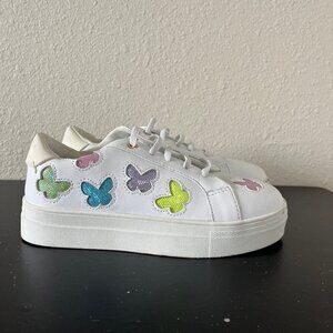 Kurt Geiger Girls Laney Butterfly White Sneakers Shoes Size 3
